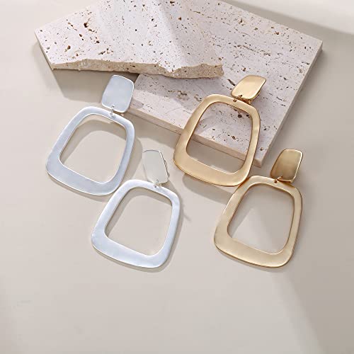 FANZE 2-3 Pairs Clip on Earrings Drop Earrings Set,Big Matte Gold Earrings Statement Earrings Jewelry Gift for Women - color: Gold
