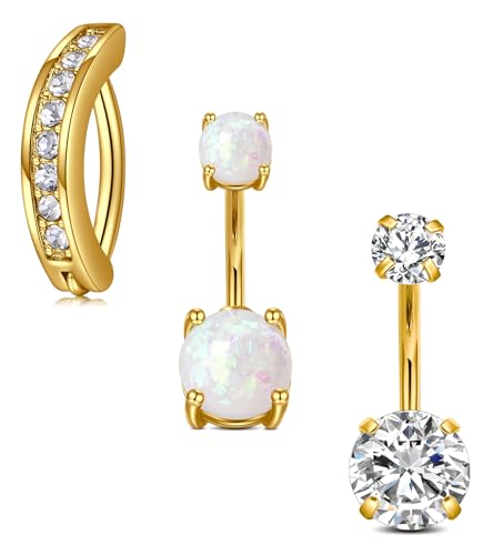 MODRSA Short Belly Button Ring Short Bar Belly Button Rings Surgical Stainless Steel Belly Ring 6mm Belly Button Rings Short Bar 1/4" - color: 32-3pcs short gold
