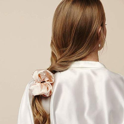 OLESILK 100% Mulberry Silk-Scrunchies for Hair Sleep, Women Grils Silk Hair Ties for Frizz & Breakage Curly Hair, No Damage, Elastics Ponytail Holder, 3 Pack - color: 3pcs, Black-Champagne Gold-Co Co