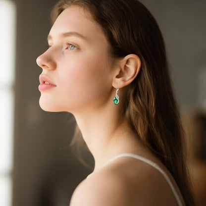 POPLYKE Dragonfly Butterfly Hummingbird Sunflower Earrings 925 Sterling Silver Abalone Shell Moonstone Leverback Earrings Jewelry - style: Peacock