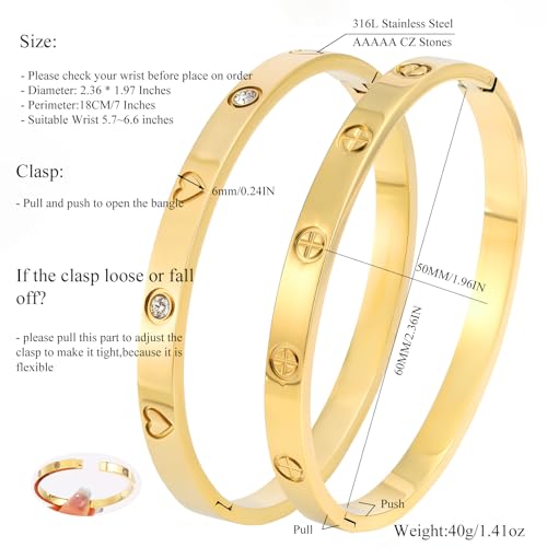 Camhanno Gold Bangles for Women - Stainless Steel Love & Friendship Bracelet Set with Gift Box | Daily Wear & Party Jewelry - color: 2Pcs Gold Set Style 5