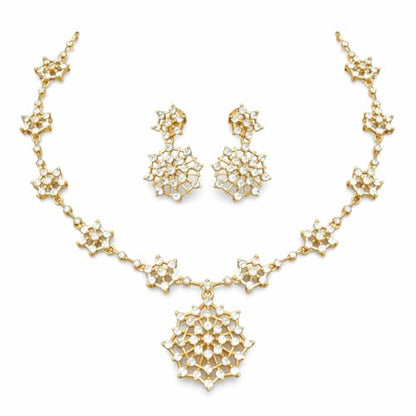 Antique Gold Plated Temple Jewellery Necklace Set with Earrings for Women, Traditional Indian Bridal Necklace Set, South Indian Choker Haram Style Jewellery Set, Ethnic Wedding Party Wear Necklace Set for Women - color: AD-Neck-120