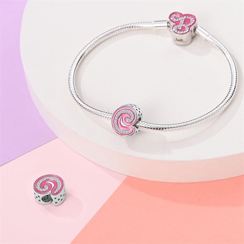925 Sterling Silver Letter Charms Fits Pandora Bracelets Alphabet AZ Bead Charm for Bracelets Necklace with 5A Cubic Zirconia for Women Birthday Ceremony DIY Jewelry Gift - style: C