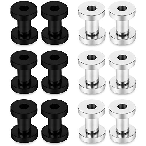 6 Pairs Surgical Steel Ear Gauges Screw Plugs Tunnel Earlobe Expander Stretcher Piercing Jewelry Kit for Women Men 14G-6G - color: 6G (4mm)