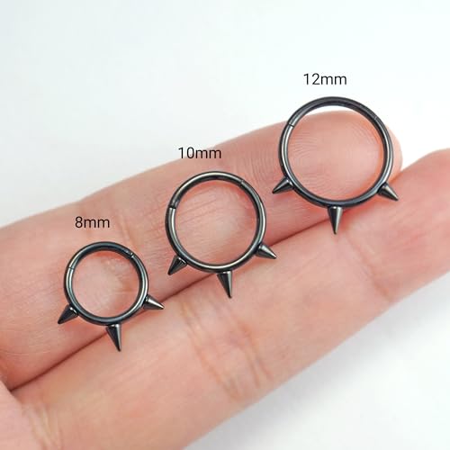 16G 2PCs Spike Clicker Snake Bite Jewelry, Septum Ring, Hoop Lip Rings Snake Bites, Labret Jewelry for Lip Piercing, Cartilage Hoop Earrings, 8mm 10mm 12mm - color: Black-2PCs, size: 16G-8mm