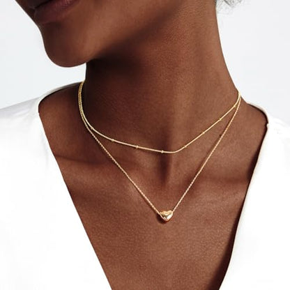 Zeffy Dainty Gold Heart Necklace for Women Trendy 14K Gold/Silver Plate Cute Heart Pendant Choker Necklaces Gold Love Heart Chain Necklace for Women Dainty Gold Jewelry Gifts for Women - style: Layered Heart Necklaces-Gold