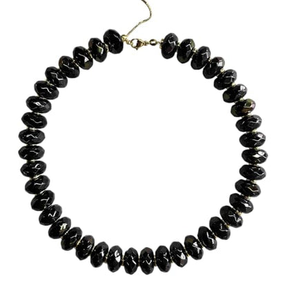 Colorful Chunky Acrylic Beaded Choker Necklaces for Women | Multicolor Faceted Beads, Sturdy Metal Chain, Adjustable Detachable, Lightweight, Summer Boho, Sparkly Statement Jewelry Gift - color: Black