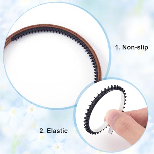 Pndeyo 10pcs Headband Teeth Strips for DIY, Non-Slip Hair Clips with Teeth, Silicone Self-Adhesive Hairbands for Women- Black - color: Black-5.9"x0.39"&6.69"x0.18"
