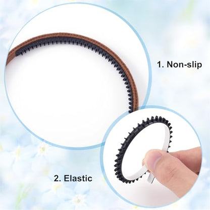 Pndeyo 10pcs Headband Teeth Strips for DIY, Non-Slip Hair Clips with Teeth, Silicone Self-Adhesive Hairbands for Women- Black - color: Black-5.9"x0.39"&6.69"x0.18"
