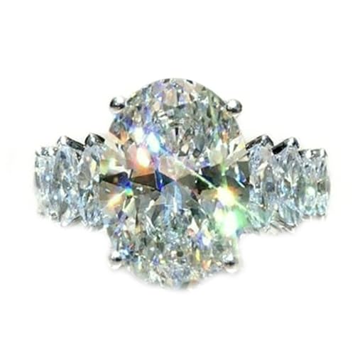 Cuteshop Elegant Huge Zircon Wedding Ring 18k Platinum Plated Shiny Cubic Zirconia Crystal Diamond Wedding Jewelry for Women (7) - size: 7