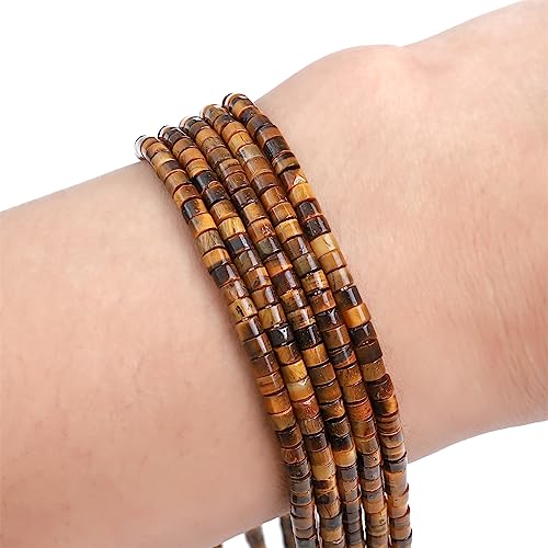 BEADIA Natural Yellow Tiger Eye Spacer Beads Caps Flat Round Loose Beads for Beading Jewelry Making 3mmx2mm 38cm - color: Yellow Tiger Eye, size: Flat Round 3mm x 2mm