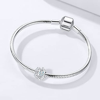 Butterfly Flower Garden Charm Magnolia Bloom Crystal Opennwork Enamel Bead for Pandora Charm Bracelet - style: Bule Flower
