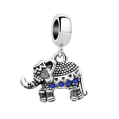 KunBead Elephant Birthstone Dangle Bead Birthday Charms Compatible with Pandora Bracelet for Women - color: September