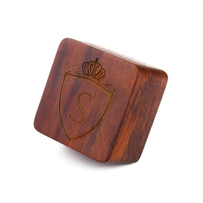 Mens Initial Silver Cufflinks A-Z Alphabet Letter Steel Cuff Links with Engraved Walnut Wood Box Groom Groomsman Wedding Set… - style: S