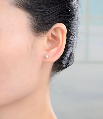 1 Pair Adabele Authentic Sterling Silver Birthstone Stud Earrings 4mm/0.25 Carat Tiny Cubic Zirconia Imitation Diamond Gemstone Hypoallergenic Nickel Free Tarnish Resistant Women Men Jewelry - color: August