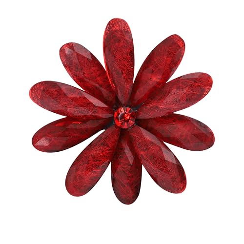 Acrylic Flower-Shape Brooch Pin for Women Statement Brooch - color: Red