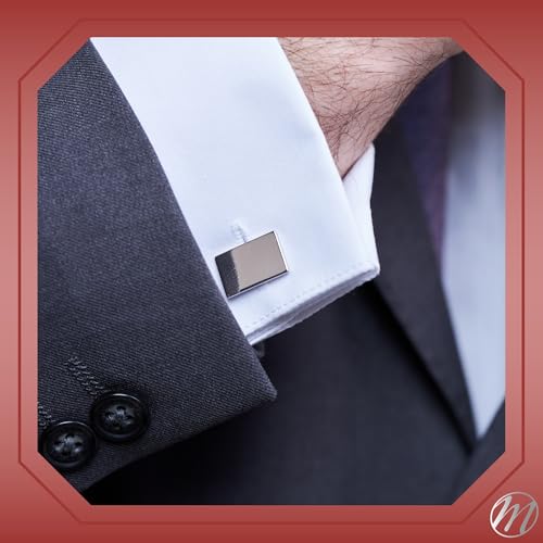 Sterling Silver Cufflinks for Men Personalized with Engraved Initials or Name Gift for Men - Made in Italy - color: Rectangle