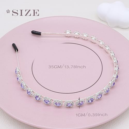Bridal Headpiece Wedding Headband with Crystal and Hair Accessories (Purple, 5.5'') - color: Purple