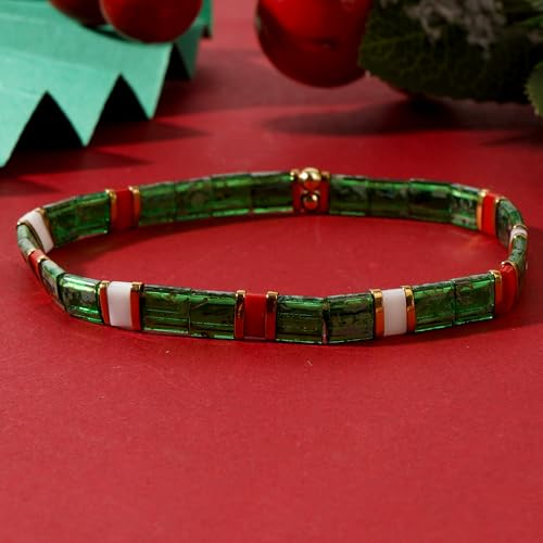 Candy Colorful Tila Flat Beads Bracelets for Women Trendy Unique Friendship Handmade Stackable Christmas Jewelry Gifts - color: christmas