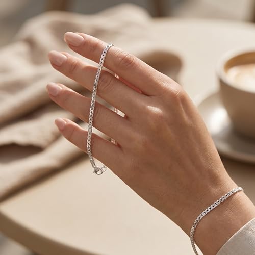 Dainty Sarpatin Chain Bracelet for Women | 925 Sterling Silver 14K Gold Plated Thin Gold Bracelet | Minimalist Serpentine Chain Stackable Jewelry Gift