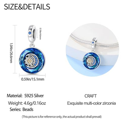 Pandach 925 Sterling Silver Charms Beads for Bracelets and Necklaces Butterfly and Headphones Pendants Clover Charms Jewelry Gift for Women - style: Star and Moon Charms