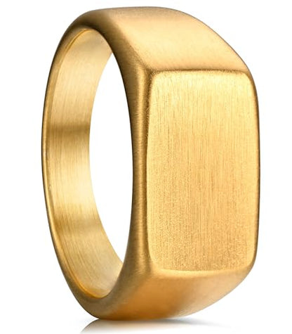 King Ring 10mm Seal Rings – Sand Surface Stainless Steel Bands for Men – Designed in USA - color: Gold