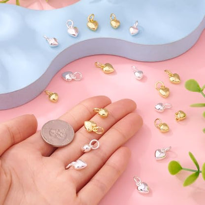 Elecrelive Crystal Heart Charms Rhinestone Heart Pendants Valentine Charms for Necklace Bracelet Earring Wedding Jewelry - color: Golden & Silver