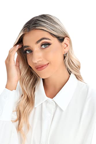 3 Pairs 925 Sterling Silver Hoop Earrings 14K White Gold Plated Small Silver Hoops Cartilage Huggie Earrings for Women Men - color: C-Silver 13/15/20mm