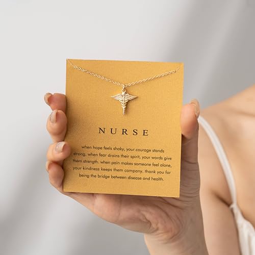 Baydurcan Dainty Gold Necklace for Women Ankh Mom Jesus Sun Star Necklace | 14K Gold Plated Pendant Necklaces Gifts for Friends Sister Mother, Birthday, Christmas, Graduation, Inspirational Gifts - style: Nurse