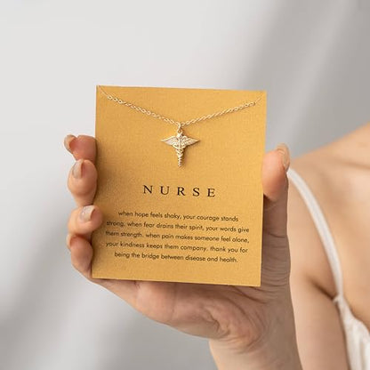 Baydurcan Dainty Gold Necklace for Women Ankh Mom Jesus Sun Star Necklace | 14K Gold Plated Pendant Necklaces Gifts for Friends Sister Mother, Birthday, Christmas, Graduation, Inspirational Gifts - style: Nurse