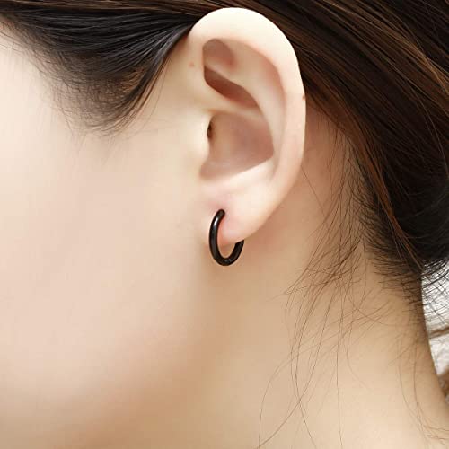 Surgical Stainless Steel Hoop Earrings 8mm/10mm/12mm Small Huggie Hoop Earrings for Women and Men - color: B: Diameter 10mm (4 Color),4 Pairs