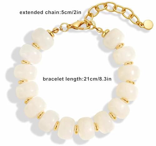 Beaded Bracelets Multicolor Acrylic Resin Beads Bracelet for Women - color: White