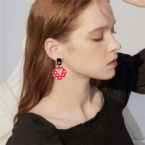 ONLYJUMP Exaggerated Geometry Earrings Acrylic Round Square Triangle Heart Dangle Earrings for Women Multilayer Bohemia Earrings Classic Retro Minimalist Earrings Statement Jewelry - color: Red