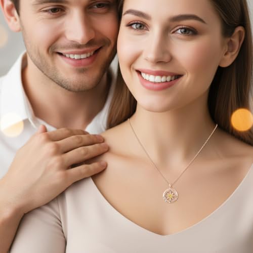 Compass Necklace for Women Wife Girlfriend Mom Daughter Gifts | S925 Silver Jewelry For Anniversary 18K Rose Gold Gifts For Birthday Christmas Mothers Valentines Day 12 Birthstones - style: 11-November-Rose Gold