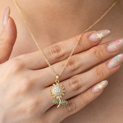 Baydurcan Dainty Gold Necklace for Women Ankh Mom Jesus Sun Star Necklace | 14K Gold Plated Pendant Necklaces Gifts for Friends Sister Mother, Birthday, Christmas, Graduation, Inspirational Gifts - style: Sunflower
