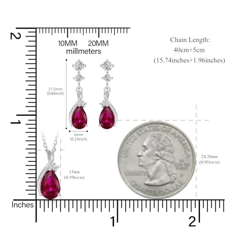 immobird 925 Sterling Silver Infinity Birthstone Jewelry Set Teardrop | Birthstone Necklace and Earring Set, Small Pear-shape Pendant, Drop Earring, Timeless Gift for Her, Daily Wear, Nice Gift Box - color: 07-Jul.