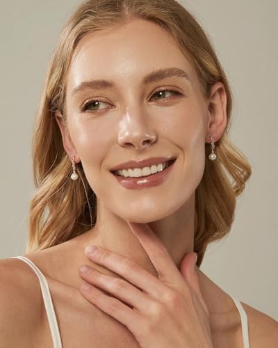 Gold Pearl Clip on Earrings for Women Elegant Small Cubic Zirconia Drop Earrings for Bridal Bridesmaid Wedding Jewelry - size: 0.78in