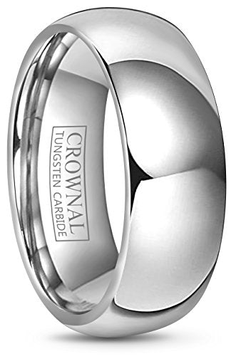 CROWNAL 2mm 4mm 6mm 8mm 10mm Tungsten Wedding Band Ring Men Women Plain Dome Polished Size Comfort Fit Size 3 To 17 - color: 8mm