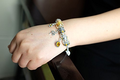 Falari Birthstone Bracelet Multi-Color Charm Beads Silvertone Birthday Gifts for Women - color: 11-November