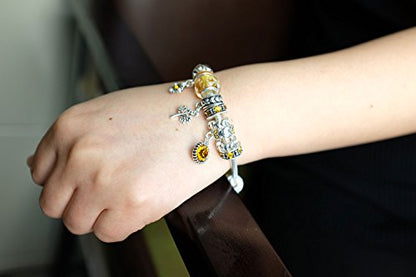 Falari Birthstone Bracelet Multi-Color Charm Beads Silvertone Birthday Gifts for Women - color: 11-November