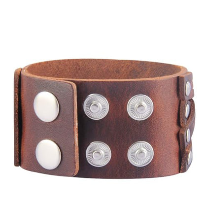 JAOYU Punk Leather Cuff Bracelet Goth Leather Wristband Rock Bracelet Biker Bracelet for Men Leather Armband Black Handmade Jewelry - color: Black Arm Bracelet