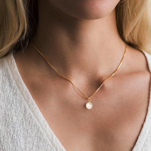Charm Necklaces for Women,14k Gold Plated Waterproof Dainty Choker Necklace Summer Seashell Pearl Beach Cute Necklaces Set Fashion Jewelry Gift - style: Pearl 1
