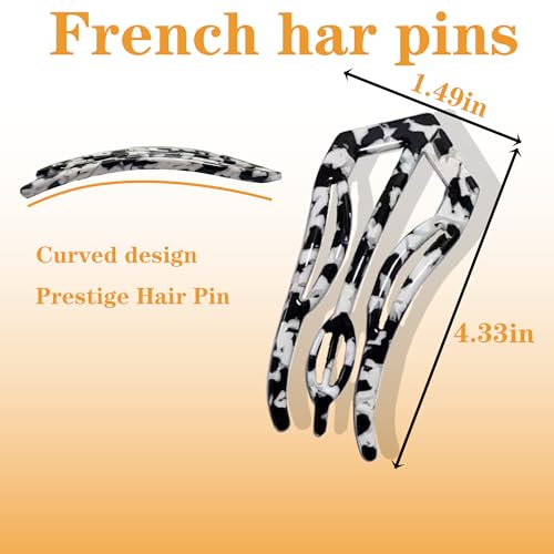 3PCS Prestige French Hair Pin, French Hair Pins for Women Updos Chignons Twists,French Hair Fork Elegant Retro,Double-Notch Locking Mechanism Anti-Loosening - color: blue