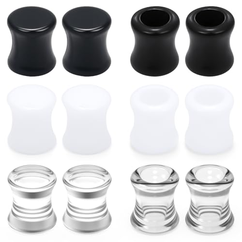 Ears Gauges Tunnels Plugs for Women Acrylic Solid Tunnel Ear Gauge Stretching Kit 6G to 1 1/4 Inch (4MM- 30MM) Expander Stretcher Plug Earrings Piercing Jewelry for Women Black White Clear - style: 0G, Black White Clear