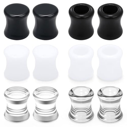 Ears Gauges Tunnels Plugs for Women Acrylic Solid Tunnel Ear Gauge Stretching Kit 6G to 1 1/4 Inch (4MM- 30MM) Expander Stretcher Plug Earrings Piercing Jewelry for Women Black White Clear - style: 0G, Black White Clear
