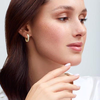 14K Gold Earrings for Women Gold Hoop Earrings for Women | Dainty Gold Earrings for Women Stylish 14K Gold Hoop Earrings for Women Square Cubic Zirconia Huggie Hoop Earrings 15/20/25mm - size: 20mm