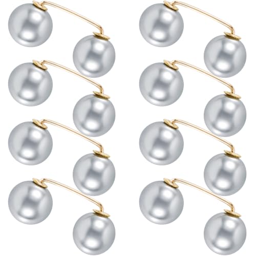 Pearl Brooches Pins, Faux Pearl Sweater Shawl Clip - color: Grey, 8pcs