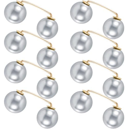 Pearl Brooches Pins, Faux Pearl Sweater Shawl Clip - color: Grey, 8pcs