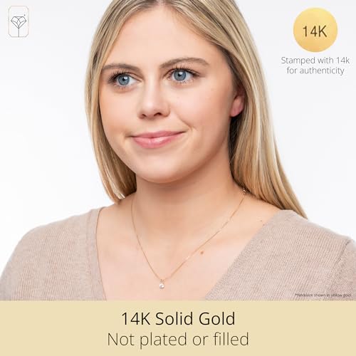 MAX + STONE 14k Gold 8mm Round Solitaire Cubic Zirconia Pendant Necklace for Women with 18 Inch Box Chain - size: 5 MM