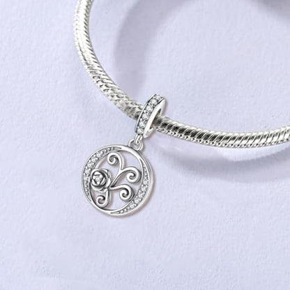 LNQOBU Complete A~Z Alphabet Charm Letter Beads, Solid 925 Sterling Silver with Cubic Stones Rose Alphabet Charm fits Pandora Bracelets Necklace Women Jewelry - color: CYT-O